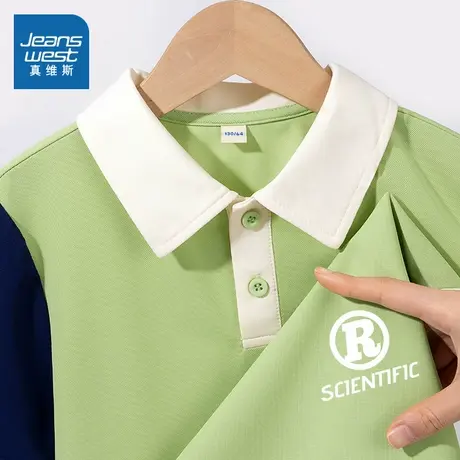 真维斯童装男童短袖t恤青少年撞色POLO衫男孩夏季体恤儿童速干衣商品大图