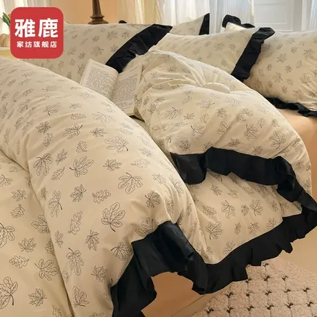 雅鹿法式全棉纯棉床上四件套公主风2025新款床品花边被套床单床笠商品大图