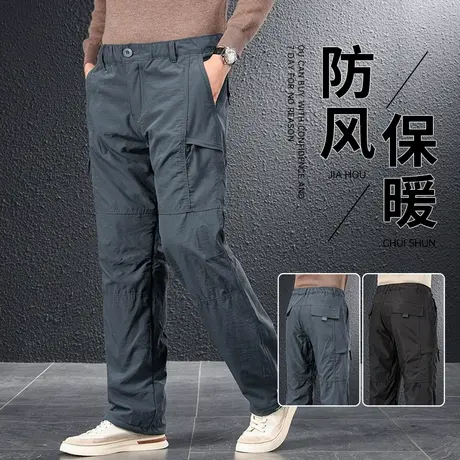 冲锋裤男款冬季防水防风保暖直筒工装裤厚款秋冬速干裤男士休闲裤商品大图