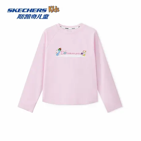 Skechers斯凯奇哆啦A梦联名系列女童柔软舒适童趣印花针织长袖衫图片