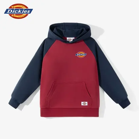 Dickies童装男童卫衣男孩2025新款连帽上衣儿童秋季红色拼接衣服A图片