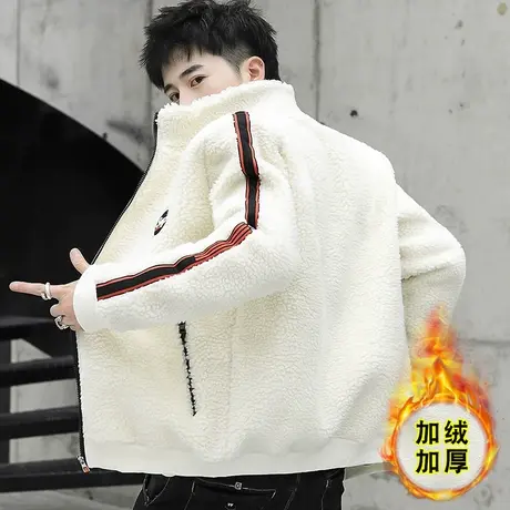 秋冬季2023新款潮流男士机能夹克加绒加厚棉袄衣服羊羔毛外套男装商品大图