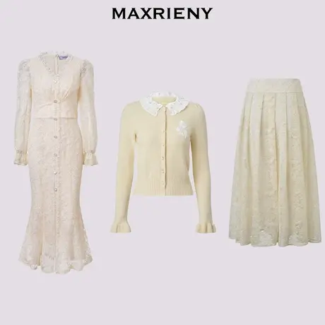 MAXRIENY浮光裙/木耳边针织外套/绣花半裙商品大图