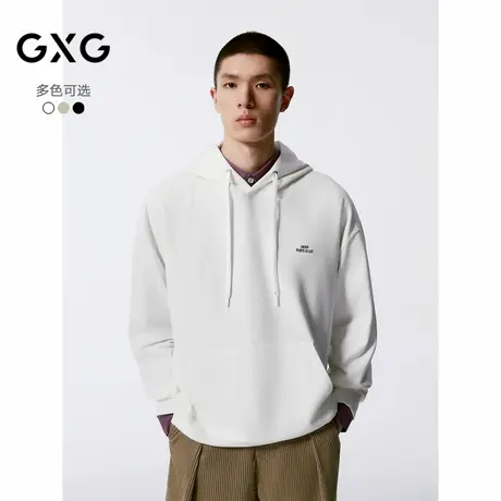 GXG男装 多色字母绣花简约连帽卫衣男士24年秋季品G24X313013商品大图