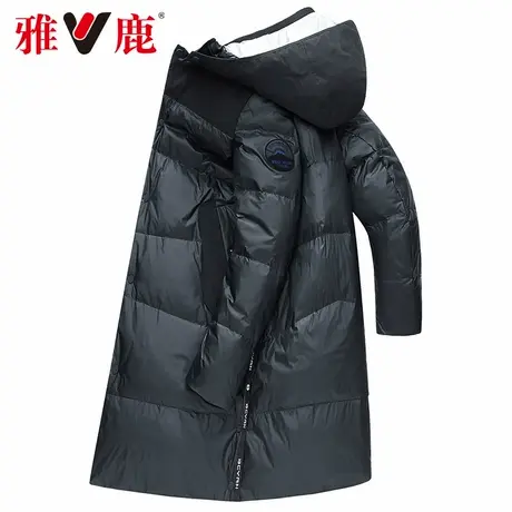 雅鹿男士羽绒服过膝长款连帽中青年冬季时尚修身外套休闲羽绒服男商品大图