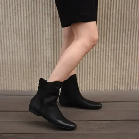 Artmu阿木原创定制小众复古倒靴堆堆靴显瘦靴子女2023新款短靴图片