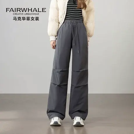 马克华菲男女同款加厚羽绒裤女冬2025新款防风保暖窄版阔腿直筒裤图片