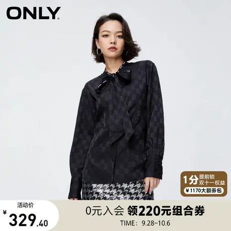 【买5免1】ONLY奥莱秋季新款百搭简约休闲字母满印翻领衬衫女商品大图