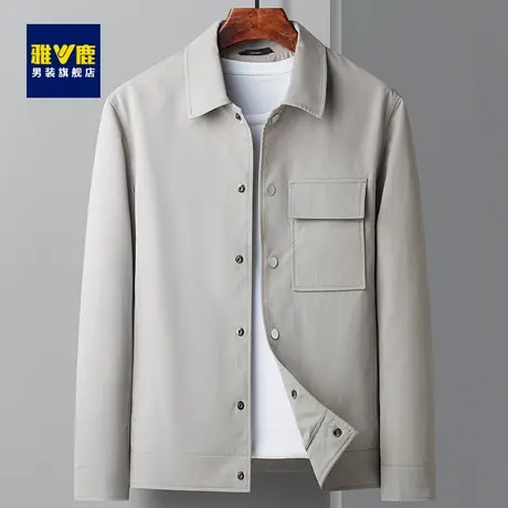 【立体斜纹】雅鹿男士夹克2023春秋新款中青年翻领时尚休闲外套男商品大图
