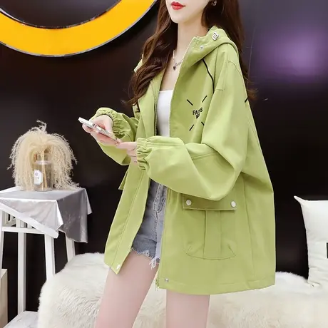 宽松休闲连帽工装外套女2023新款秋冬季洋气减龄网红设计感派克服图片
