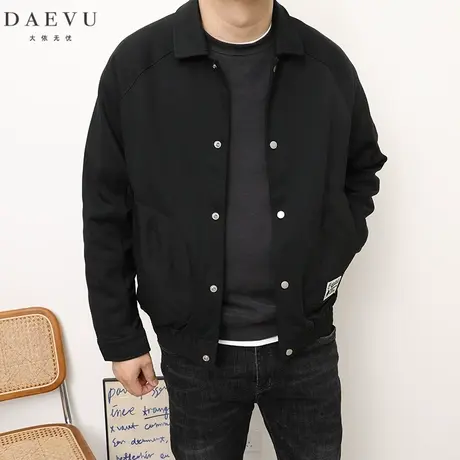 DAEVU春秋新款韩版翻领大号潮胖子加肥加大码男士短款夹克外套商品大图