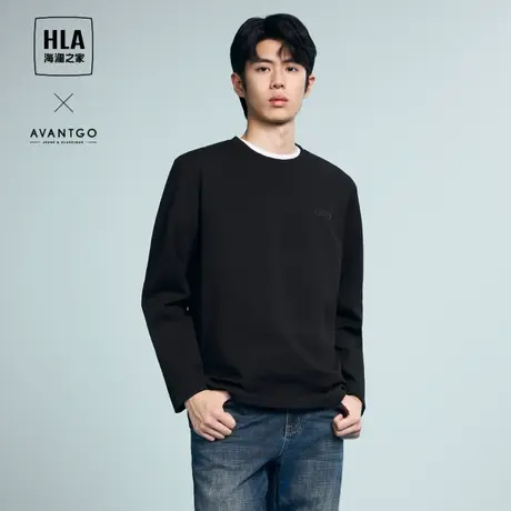 HLA/海澜之家轻商务经典圆领长袖T恤春夏季新款微弹卫衣外套男士图片