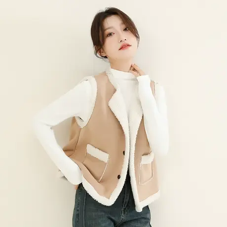 韩潮袭人冬季新款皮毛一体羊羔毛马甲女2023冬季新款马夹外套厚图片