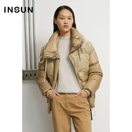 INSUN恩裳冬季拼接白鹅绒羽绒服商品大图