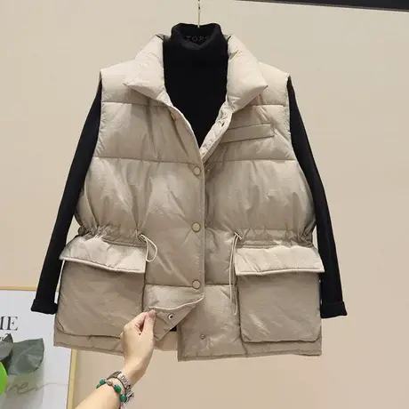 新款羽绒棉马甲女外穿显瘦收腰立领背心网红马夹坎肩2023秋冬新款商品大图