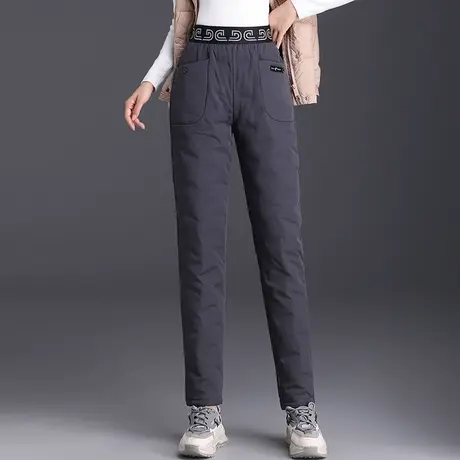 加厚羽绒裤秋冬季2023新款休闲裤高腰显瘦哈伦裤韩版松紧腰长裤子商品大图