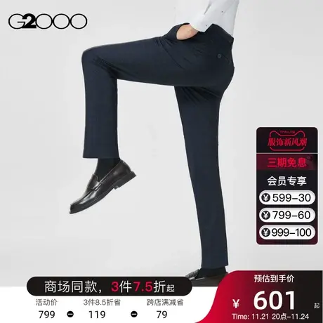 G2000男装 商务通勤暗格纹数码印花商场同款可机洗弹性正装西裤男图片