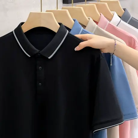 夏季Polo男短袖翻领T恤韩版潮流修身净色英伦学院风半袖体恤保罗商品大图