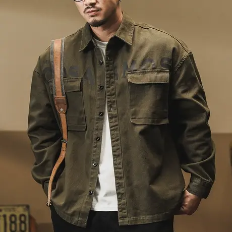 外套男春秋时尚工装衬衫长袖百搭纯棉衬衣春秋季男装外套百搭衬衫图片