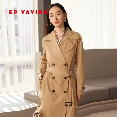 EP YAYING雅莹女装 工装风通勤双排扣长款风衣 2023新款7307A图片