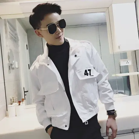 网红外套男潮流2023新款社会小伙个性帅气夹克春秋棒球服潮牌时尚图片