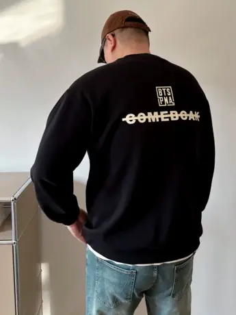 DAEVU春秋新款大码男装字母落肩潮胖子加肥加大男款圆领长袖卫衣商品大图