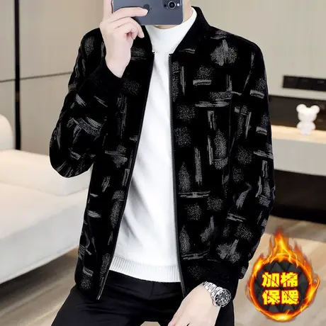 外套男士秋冬季加棉加厚灯芯绒上衣潮流休闲痞帅男装棒球服领夹克商品大图