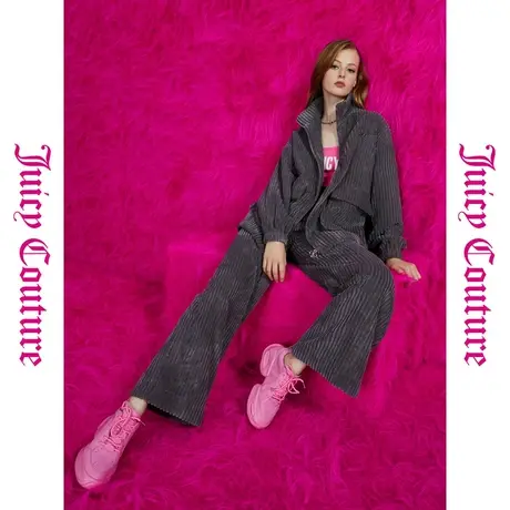 Juicy Couture橘滋秋女女装年新款慵懒粗条灯芯绒阔腿休闲裤商品大图