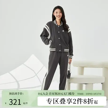 阿依莲休闲卫衣运动装套装女春季2024撞色今年流行卫衣时尚2件套商品大图