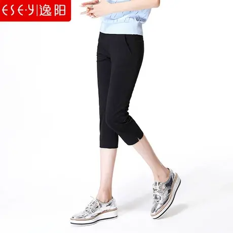 逸阳女裤2023夏新款冰丝七分裤女高腰显瘦大码小脚7分休闲裤薄款商品大图