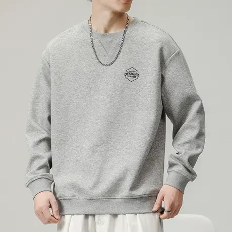 秋季男生潮牌印花长袖上衣服春秋款宽松重磅圆领卫衣2023新款秋装商品大图