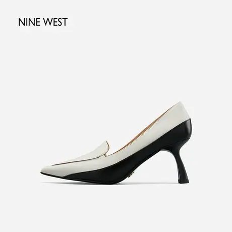 Nine West/玖熙高跟鞋女鞋2023年秋季新款尖头维利跟真皮单鞋撞色商品大图