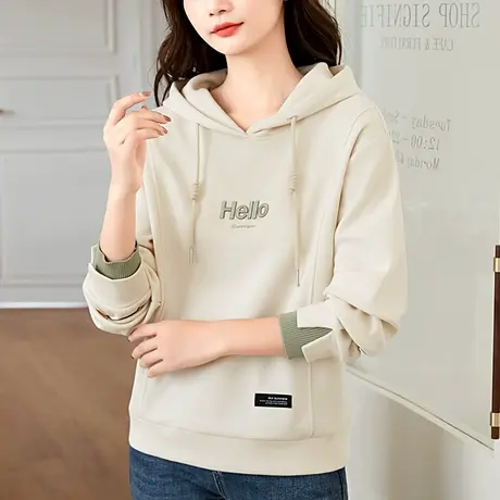 卫衣女春秋装爆款2023新品时尚刺绣字小个子显瘦上衣服潮ins外套图片