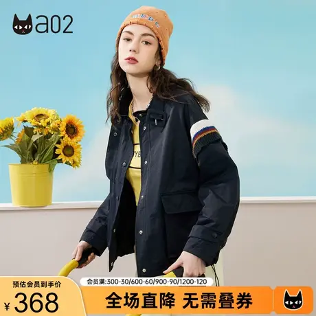 a02秋装新款工装夹克上衣宽松短外套女拼接百搭潮女式外套商品大图