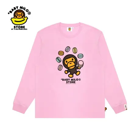 BABY MILO STORE女装秋冬卡通小猴马卡龙字母印花长袖T恤0422XXL商品大图