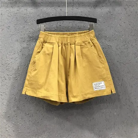 高腰阔腿休闲洗水棉牛仔短裤女松紧腰显瘦个性宽松夏季新款热裤潮图片