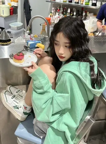 卫衣女小个子春秋薄款oversize小众高街潮牌ins美式复古开衫外套商品大图