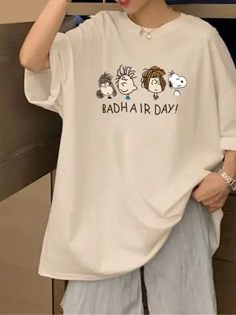 韩风chic大码短袖t恤女宽松小众别致百搭闺蜜装潮ins夏季上衣仿棉商品大图