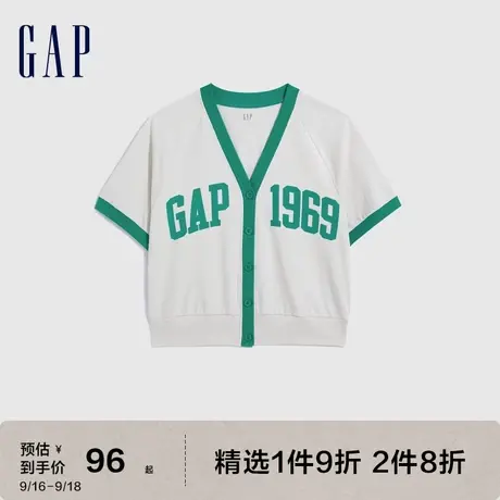 Gap女装夏季2023新款LOGO水洗棉短袖卫衣661015潮流休闲上衣图片