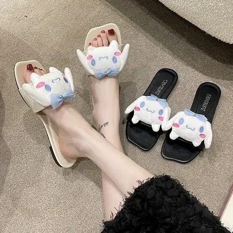 卡通玉桂狗凉拖鞋女夏外穿时尚新款网红海边度假沙滩百搭平底外出图片