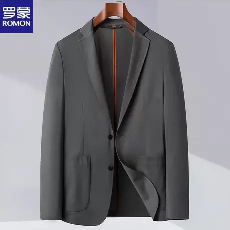 罗蒙夏季薄款小西装男士休闲上衣夏季西服单件麻感外套高级感单西图片