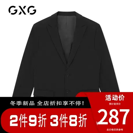 GXG男装[新尚] 秋季商场同款黑色简约商务休闲套西西装单排扣外套图片