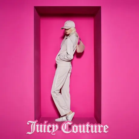 Juicy Couture橘滋2023新款甜美银丝彩条织带绣花女针织休闲裤商品大图