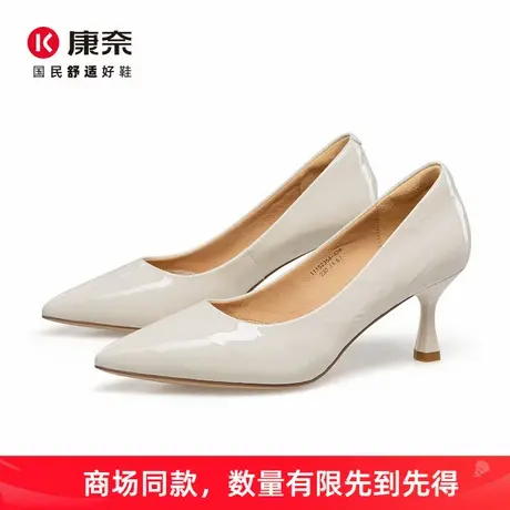 走路不累的高跟鞋春季新款时尚百搭尖头浅口细跟漆皮优雅单鞋女鞋图片