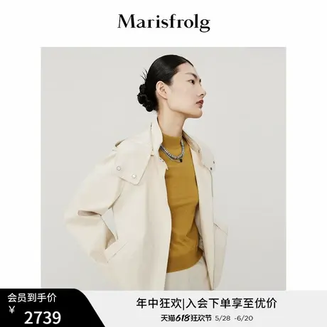 【意大利进口面料】玛丝菲尔秋季燕麦奶色可拆卸帽短外套图片