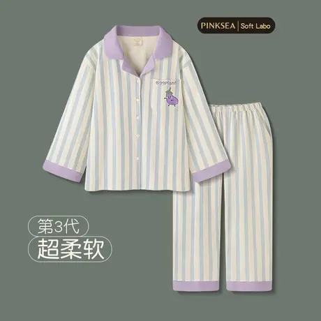 睡衣女春秋款可爱茄子纯棉磨毛长袖套装2025新款大码女士家居服图片