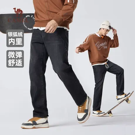 骆驼男装牛仔裤男2025新款秋冬季加绒保暖棉感弹力水洗休闲长裤子商品大图