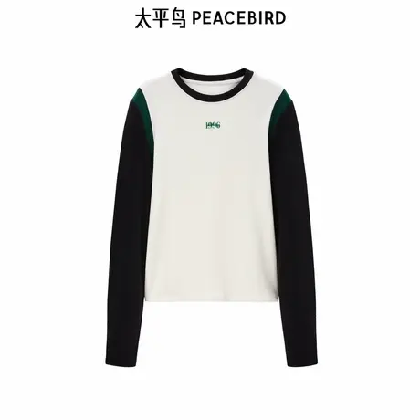 【商场同款】太平鸟女装年冬季新款圆领拼接打底衫A3CPD4128图片