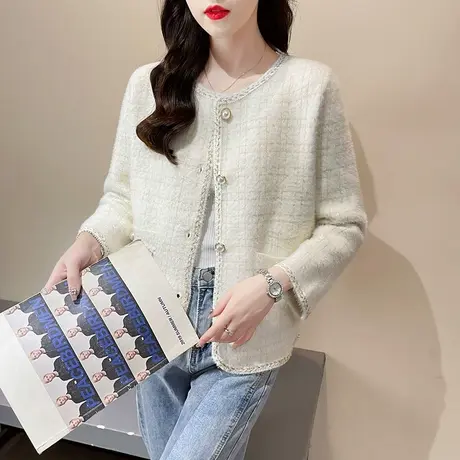 秋季女士短外套上衣女款2022年新款爆款时尚洋气水貂绒开衫春秋装图片