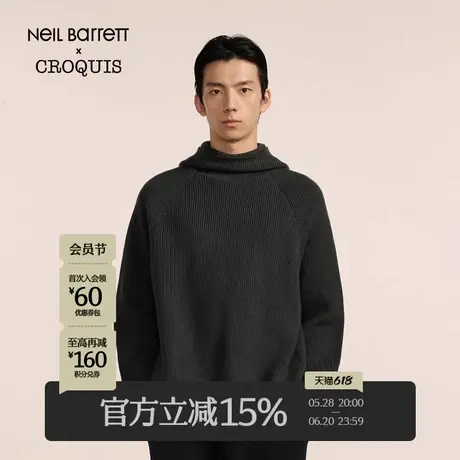 【Neil Barrett联名】速写男装秋冬新款休闲连帽毛衫绵羊毛上衣潮商品大图